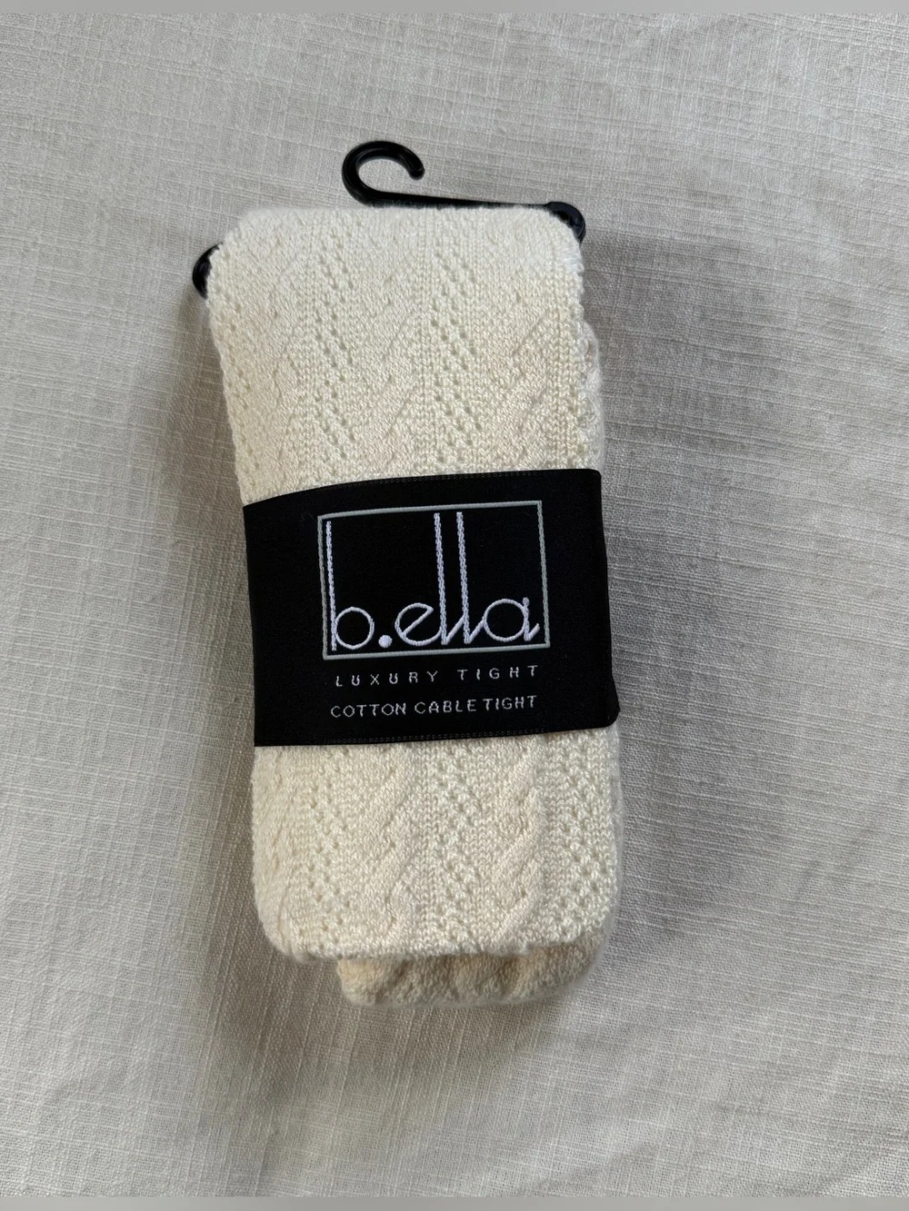 Vintage B.ella Cotton Ivory Cable Knit Tights Made in Italy Sheer Open Knit Lace